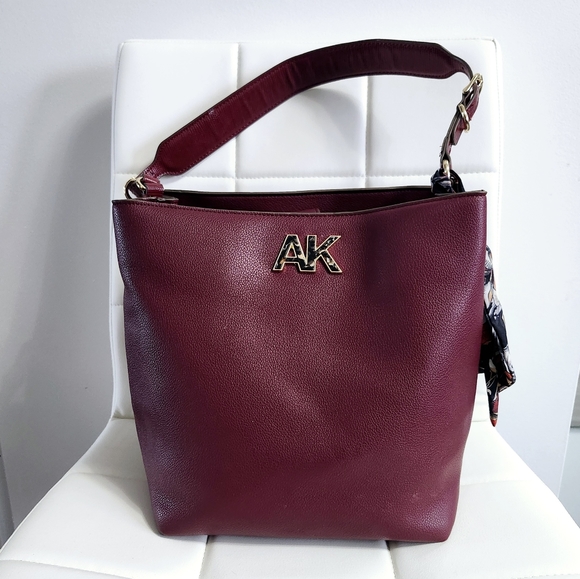 ANNE  KLEIN Shoulder Bag Maroon Purse w/ scarf - Picture 13 of 13